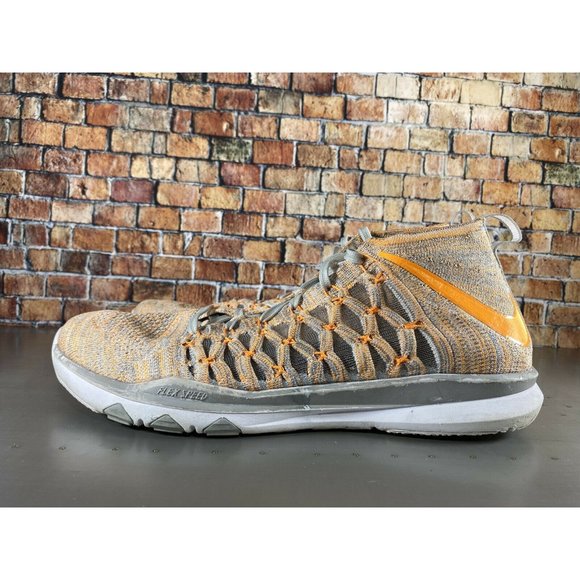 Nike Train Ultrafast Flyknit Mens 13 Training Shoe 843694 001 Orange Gray - Picture 4 of 8